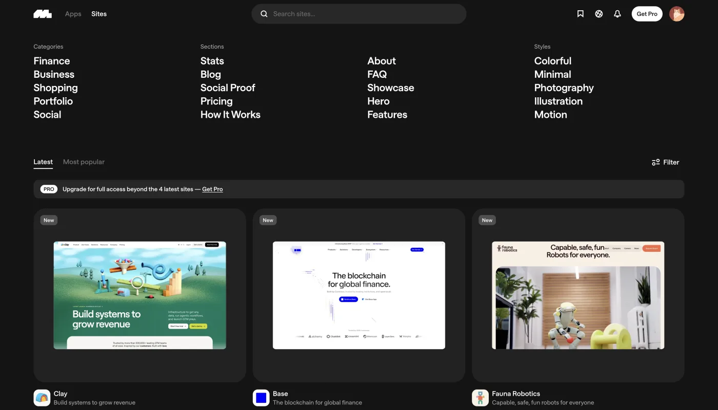 Mobbin — a searchable library of real app design screens