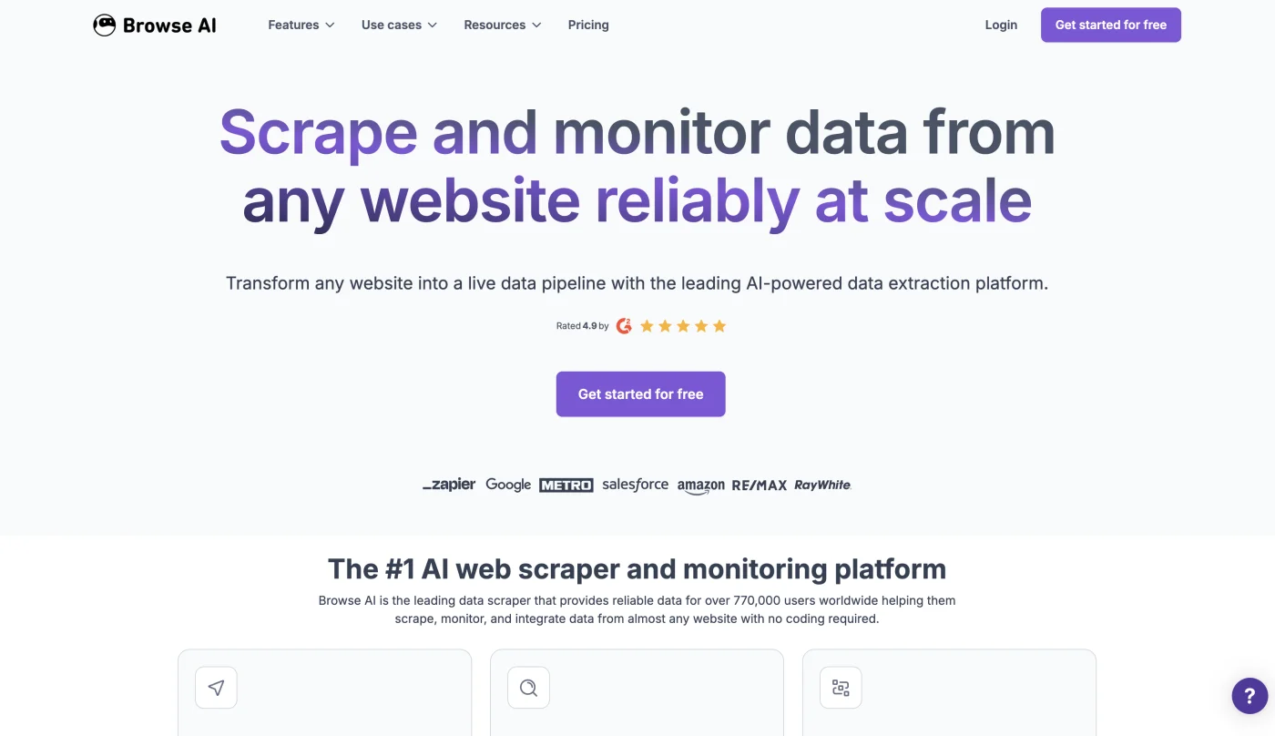 Browse AI platform screenshot