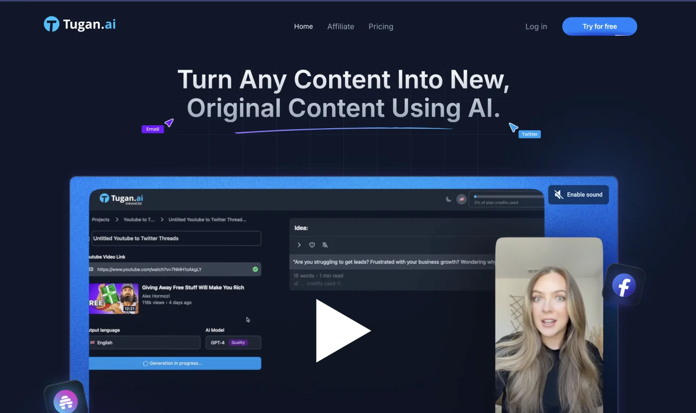 Tugan.ai platform screenshot